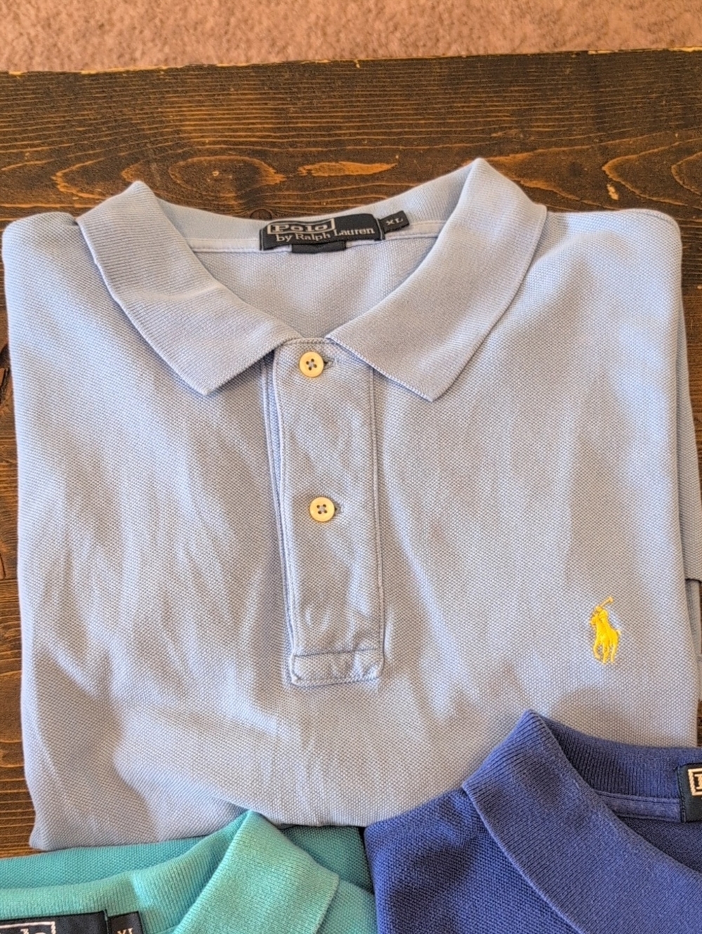 Polo by Ralph Lauren Trio of Men's Polo Shirts in Light Blue, Teal & Royal Blue - Picture 4 of 7